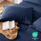 MUXHOMO 7 Pieces California King Comforter Set, Seersucker Bed in a Bag Cal - Image 9