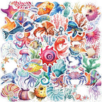 50PCS Colorful Ocean Animal Stickers Waterproof Vinyl Marine Life Sticker Pack by Unknown