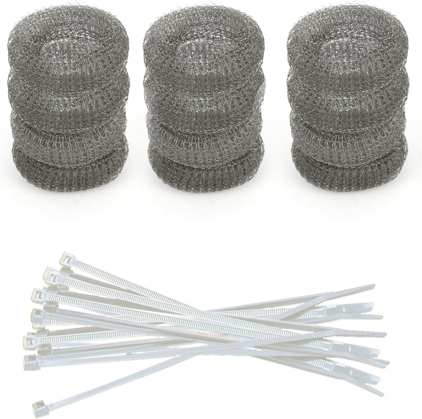 Washing Machine Lint Trap – Stainless Steel Hose Filter, Mesh Drain Catcher, Washer Sock Lint Remover, Rust-Free Snare Laundry Filter with Nylon Cable Ties, 29cmx6.5cm – 12-Pack
