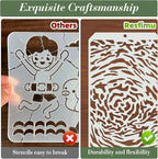 Geometric Texture Stencils for Crafts Reusable 12Pcs Stencils | DIY Art - Image 3