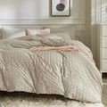JELLYMONI Light Khaki Duvet Cover Full Size, Soft Breathable Seersucker Duvet by JELLYMONI
