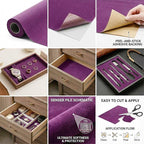 Dark Purple Self Adhesive Soft Velvet Drawer Liner DIY Fabric Felt Liner - Image 5