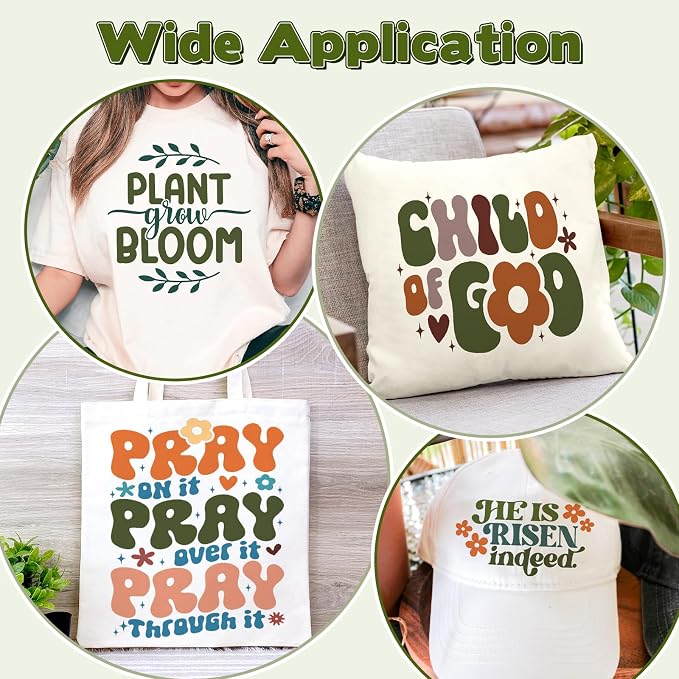 HTVSTD Army Green Boho HTV Heat Transfer Vinyl 8pcs 12×10in Iron on Vinyl | - Image 4