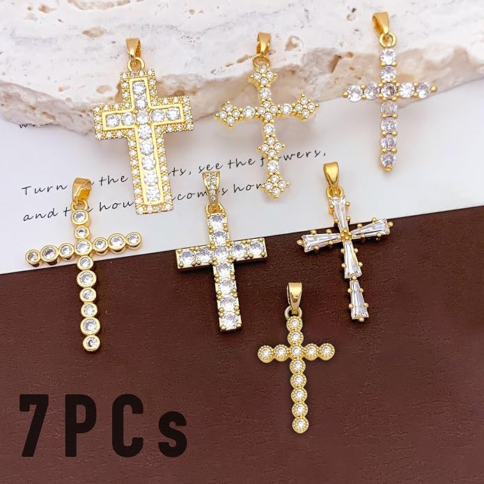 7Pcs Exquisite CZ Charms for Jewelry Making, Cubic Zirconia Gemstone, Prong - Image 4