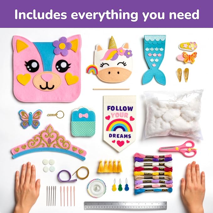 Craftorama Sewing Kit for Kids, Fun and Educational Accessories Craft Set for - Image 3