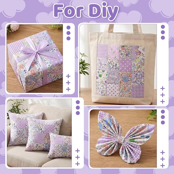 84 Pcs Purple Charm Packs for Quiltings, Cotton Quilting Fabric Bundles - Image 5