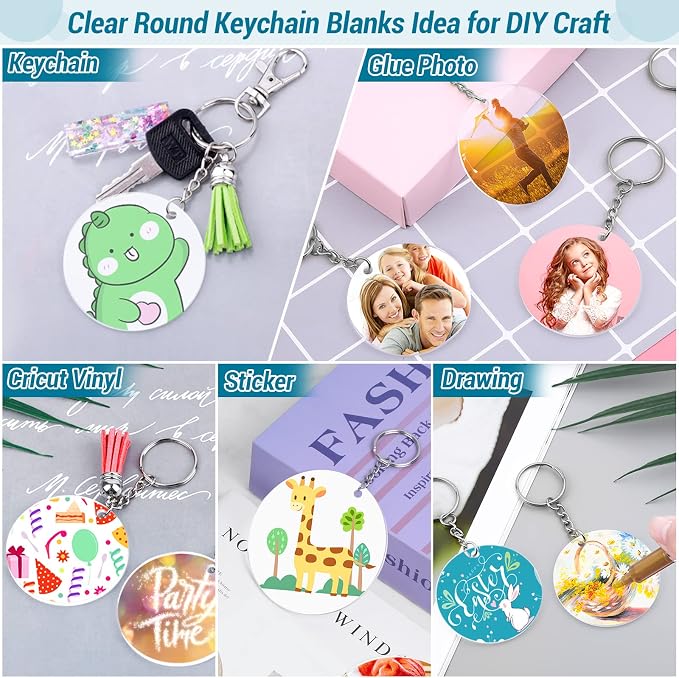 350Pcs Acrylic Keychain Blanks Clear Acrylic Round Ornament Blank - Image 3