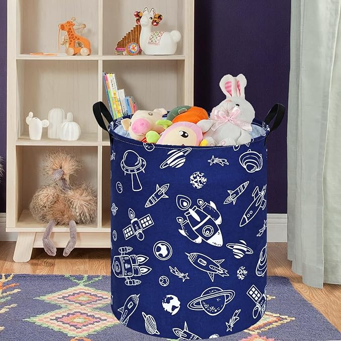 Round Laundry Hamper Storage Basket Laundry Organizer Hamper Storage Bins Clothes and Toys Box Nursery Hamper Gift Basket For Kids with Handles