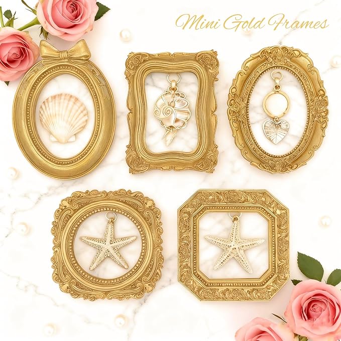 Small Picture Frames, Mini Gold Frames, Vintage Gold Frames, Table Top Decor - Image 4