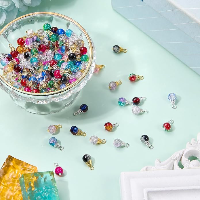 150Pcs Crystal Dangle Charms for Jewelry Making Crackle Bulk Small Cute Charms - Image 3
