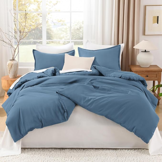 Litanika Comforters Queen Size Ocean Blue, 3 Pieces Lightweight Solid Bedding - Image 3