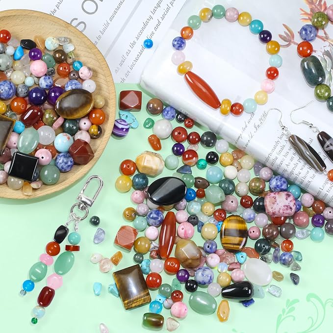 Mixed Natural Stone Beads for Jewelry Making, Colorful Real Stone Beading - Image 3