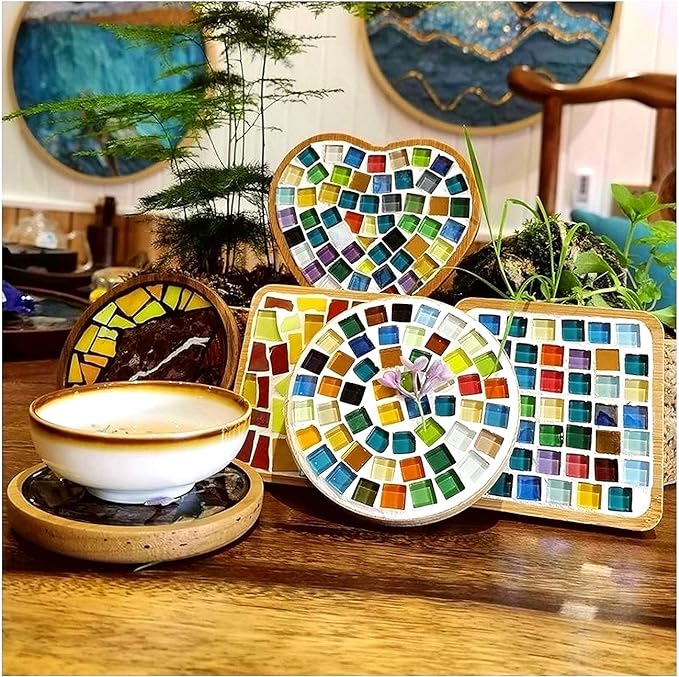 White Crystal Mosaic Tiles Squares Stained Glass - Image 5