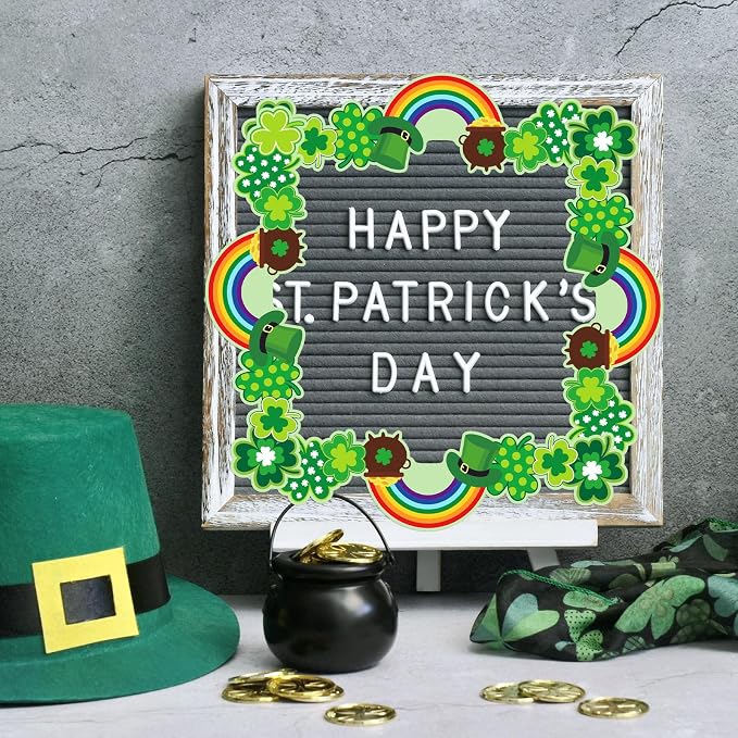 FYSUIMU 65.6 Ft St. Patrick's Day Bulletin Board Borders Green Shamrock Clover - Image 7