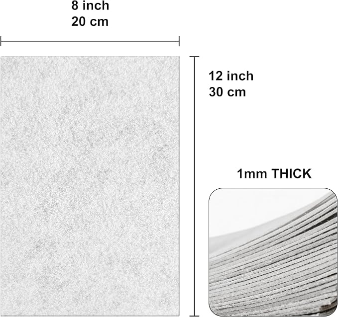 20PCS White Felt Fabric Sheets - Image 2