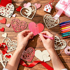 36PCS Wooden Heart Ornaments to Paint Valentine's Day Craft, 9 Styles DIY Blank - Image 3