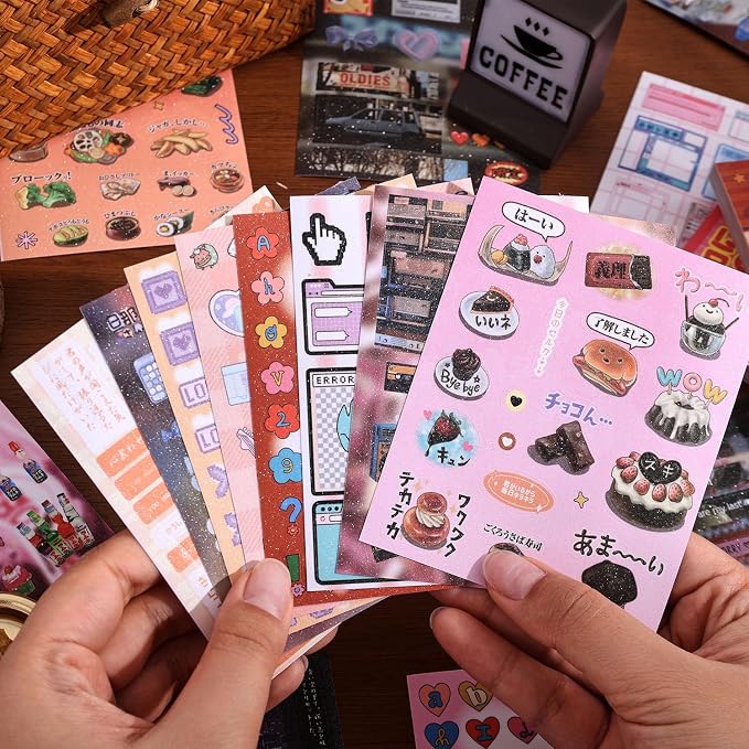 2PCS Girl's Japanese Retro Sticker Book, Food and Daily Life Theme - Image 6