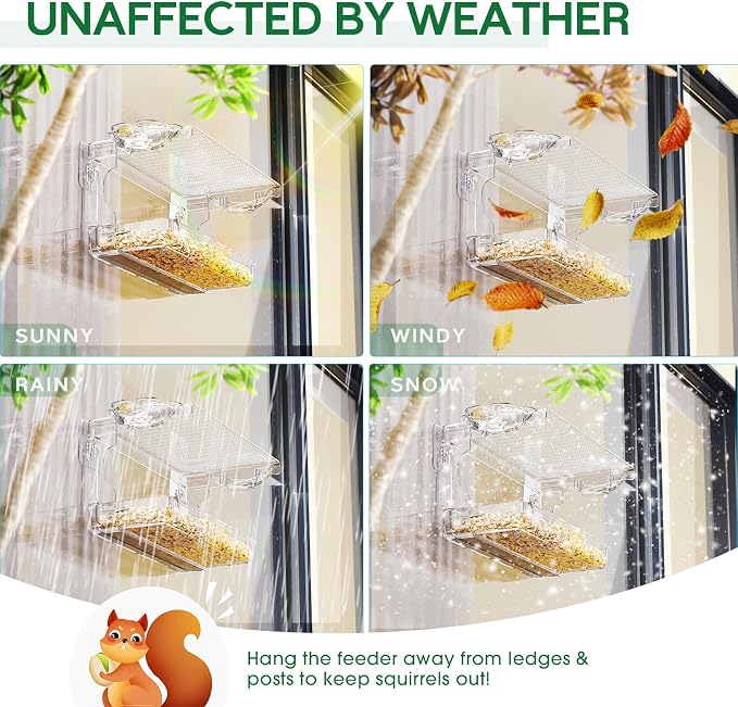 SUNALLY Window Bird Feeder for Outdoors, Outside Hummingbird, Finch Bird - Image 6
