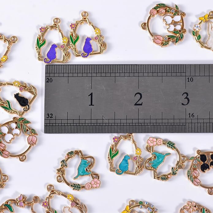 Bulk Gold Enamel Charms for Jewelry Making, Colorful Metal Charms Pendant for - Image 6