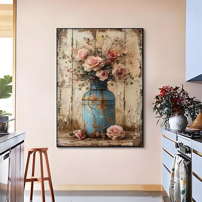 OJTOYART Paint by Numbers Kit for Adults, Rose Vase Painting by Numbers for - Image 3