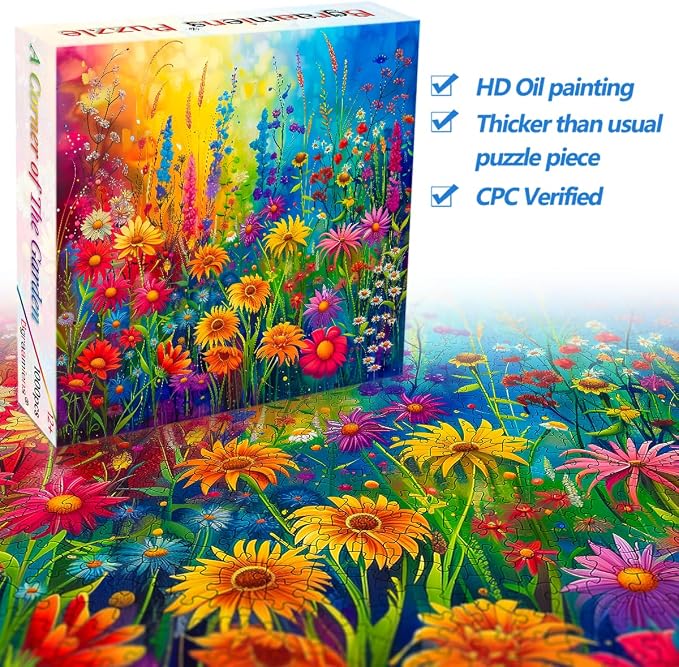 Bgraamiens Rainbow Flowers Garden 1000 Piece Puzzle - Image 2