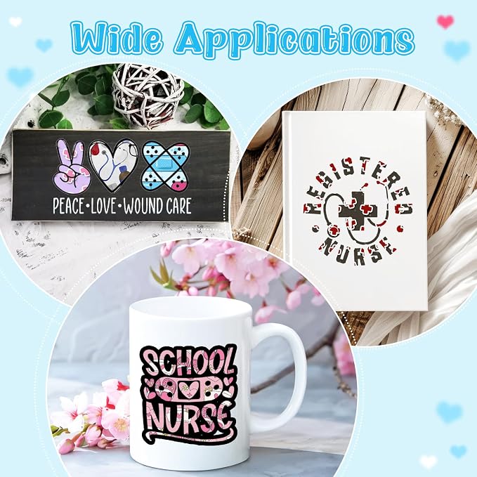 Retro Nurse Permanent Adhesive Vinyl 10 Sheets 12'' x 10'' | Nurse's Day - Image 6