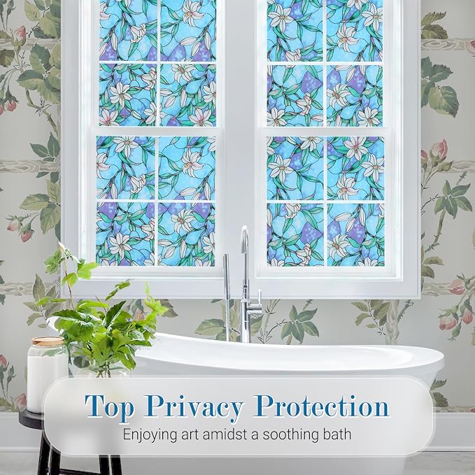 rabbitgoo Stained Glass Window Privacy Film, 23.6" X 78.7" | Anti UV Heat - Image 2