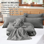 Zzlpp King Comforter Set 7 Pieces, Dark Grey Tufted Bed in a Bag - Image 5