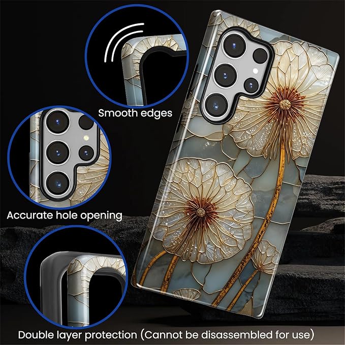for Samsung Galaxy S23 Ultra Case, Dandelion Stained Glass Pattern Glossy 2 in - Image 4