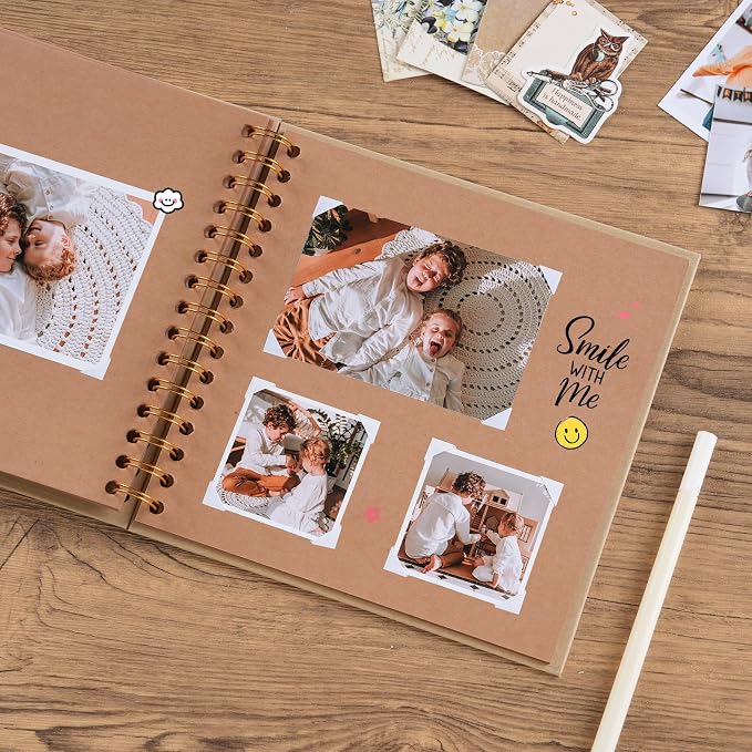 potricher 8 x 8 Inch DIY Scrapbook Album 40 Pages Hardcover Kraft Paper Scrap - Image 3