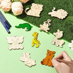 45 pcs 9 Styles Animal Theme Unfinished Wood Cutout Charms Elephant Lion - Image 4