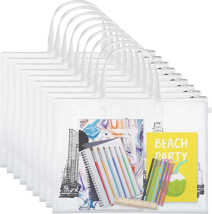10 Pcs Art Portfolio Bags, 19 x 25 Inch Clear Poster Storage Bags by Reginary