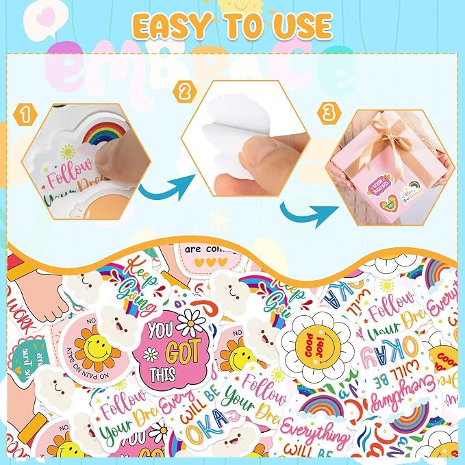300Pcs Motivational Foam Stickers, Self-Adhesive Inspirational Quotes Sticker - Image 6