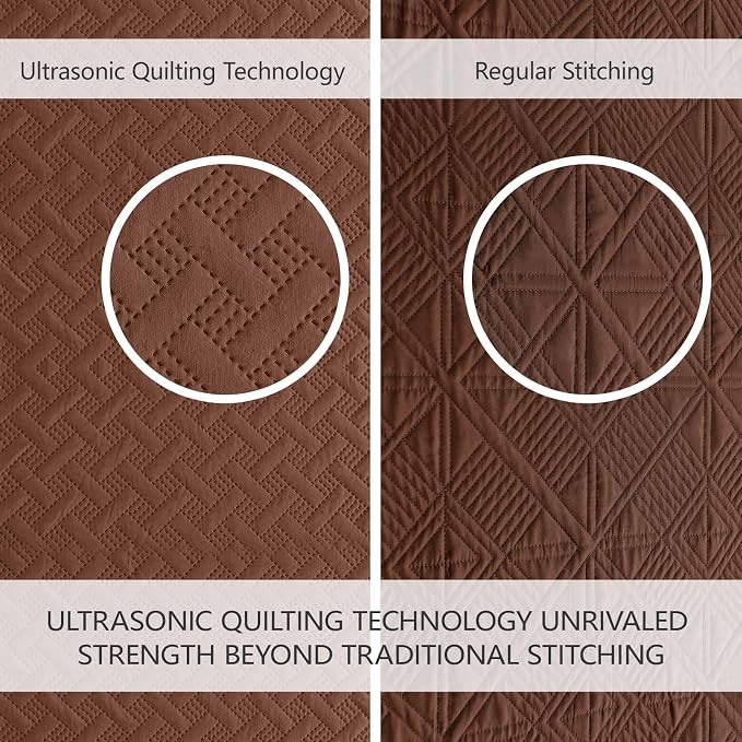 FLYMME Full/Queen Quilt Bedding Set, Modern Geometric Weave Stripe Pattern - Image 3