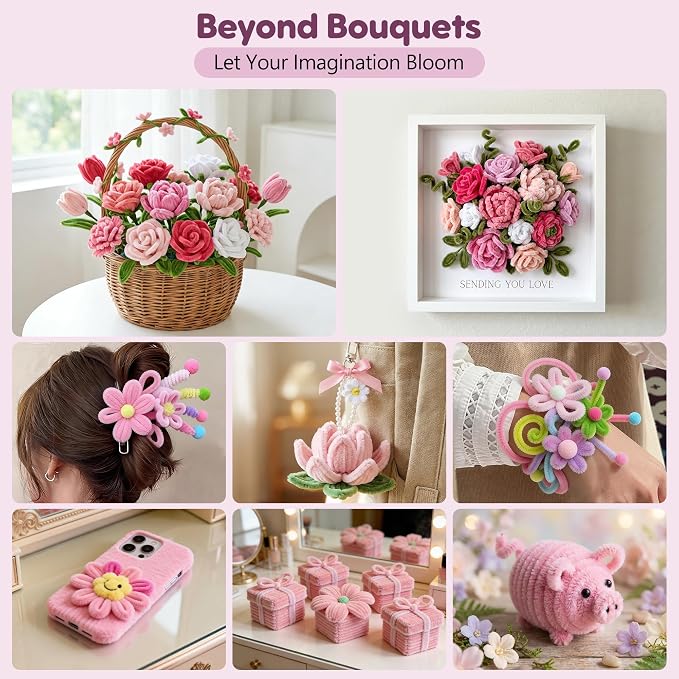 EARLY MINDS 800Pcs Pipe Cleaner Flower Kit - Image 7