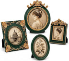 Qunclay Vintage Mini Picture Frames Set of 4, Round Rectangle Ornate Small by Qunclay