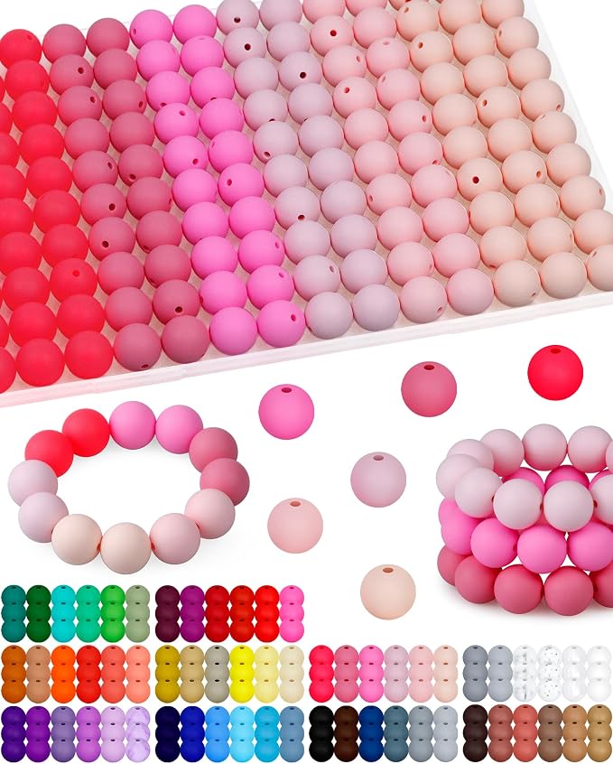 FIVEIZERO 160PCS 15mm Round Silicone Beads, Wear-resistant, Easy-clean by FIVEIZERO