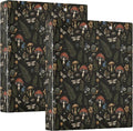Mushroom Round Ring Binders 1.5 Inch Leaves Flower Berry Daisy 3 Ring Clipboard by Wamika