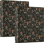 Mushroom Round Ring Binders 1.5 Inch Leaves Flower Berry Daisy 3 Ring Clipboard - Image 8