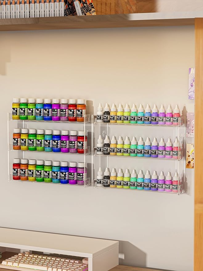3 Tier Display Rack, Acrylic Craft Paint Storage Organizer, Miniature Holder - Image 7
