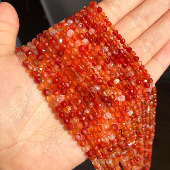 4mm 90pcs Red Agate Tiny Gemstone Beads - Image 2