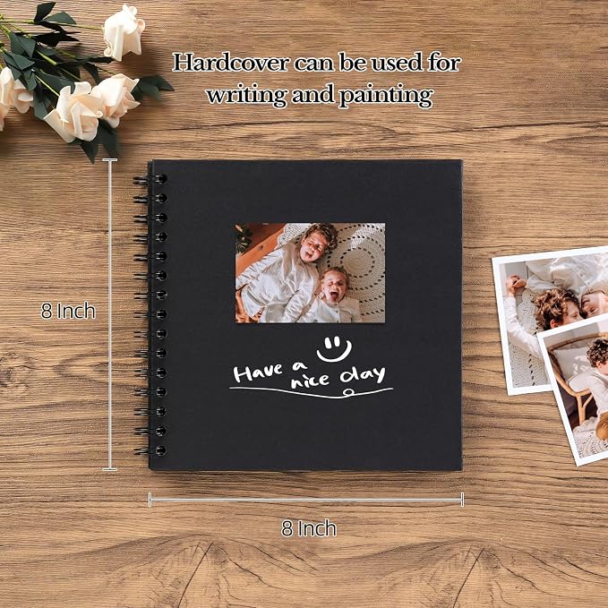 potricher 8 x 8 Inch DIY Scrapbook Album 40 Pages Hardcover Kraft Paper Scrap - Image 2