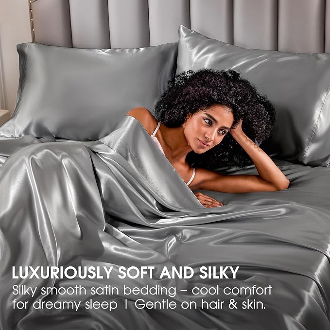 FreshCulture Satin Sheets Twin XL Bed Set - Image 6