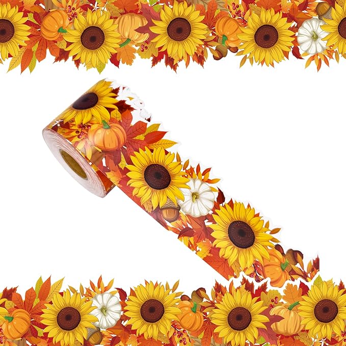 68.9 Feet Sunflower Maple Leaves Pumpkins Theme Bulletin Board Borders by WUYUEJXI