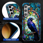 for Samsung Galaxy S23 Case, Crow Faux Stained Glass Pattern Glossy 2 in 1 - Image 6