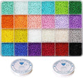 8/0 3mm Glass Seed Beads About 7200pcs 24 Colors Loose Craft Kit Earring Making by VOOMOLOVE