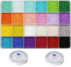 8/0 3mm Glass Seed Beads About 7200pcs 24 Colors Loose Craft Kit Earring Making by VOOMOLOVE