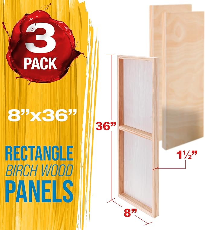 U.S. Art Supply 8" x 36" Unfinished Cradled Wood Panels - Image 2