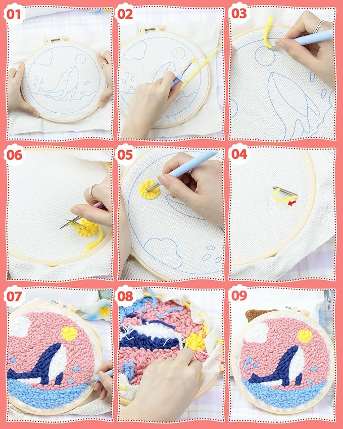FIVEIZERO DIY Punch Needle Kit for Beginners, Yarn Punch Needle Art Craft Kit - Image 4