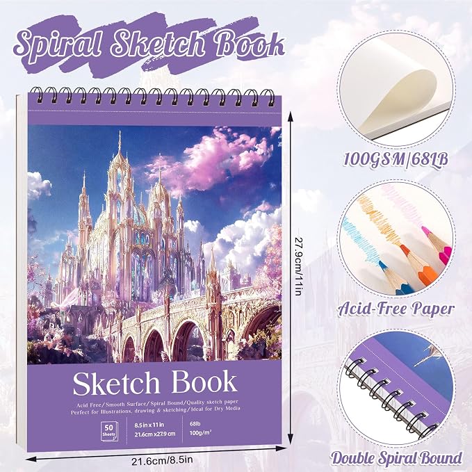Sketch Book 8.5×11 inch, Spiral Bound Sketch Pad 100 Sheets, Acid-Free - Image 3